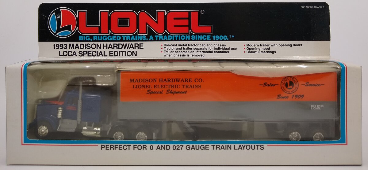 Lionel 6-52025 O Madison Hardware LCCA 1993 Special Edition Tractor & Trailer LN/Box