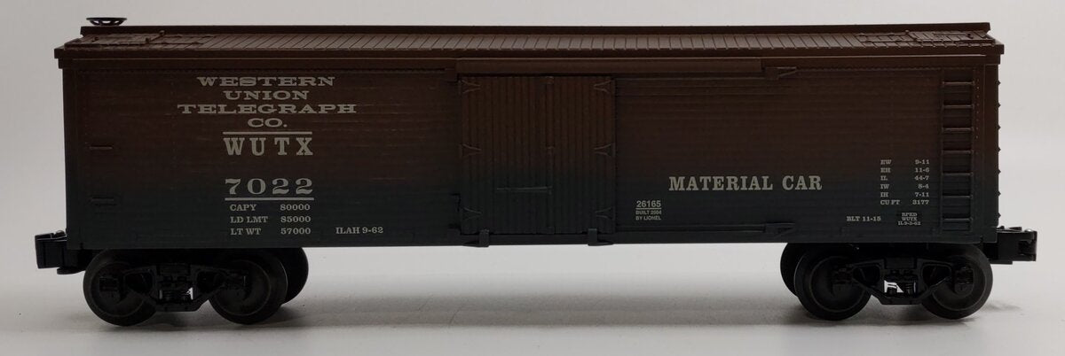 Lionel 6-26165 O Gauge LRRC Western Union Telegraph Co. Woodsided Reefer #7022 LN/Box
