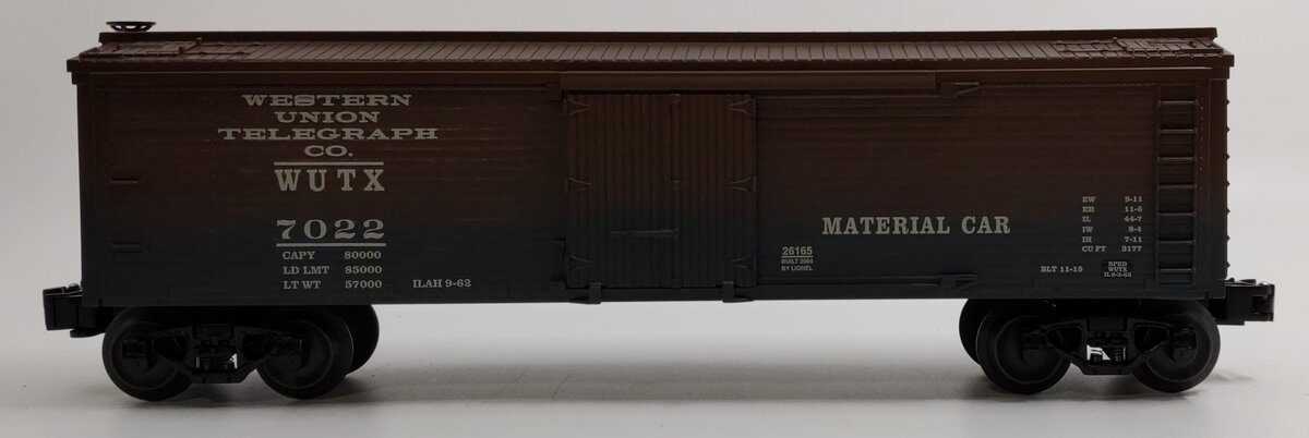 Lionel 6-26165 O Gauge LRRC Western Union Telegraph Co. Woodsided Reefer #7022 NIB