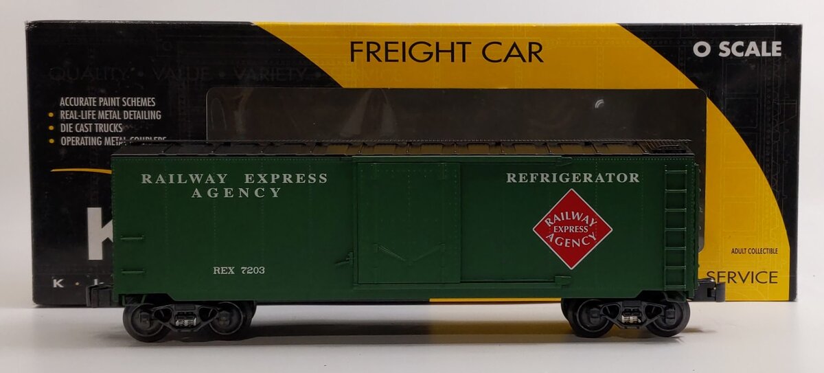 K-Line K761-1912 O Gauge REA Express Service Steel-Sided Reefer #7203 LN/Box