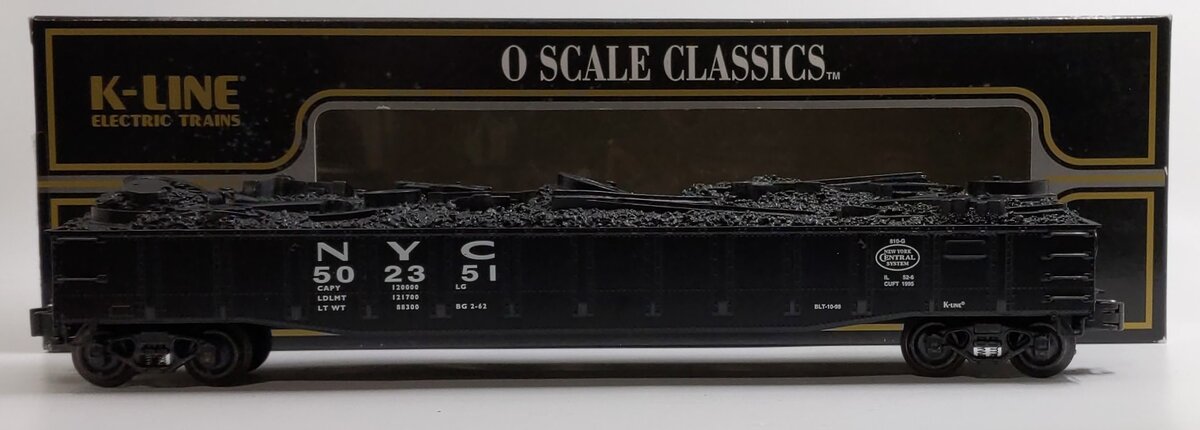 K-Line K652-1751 O Gauge New York Central Gondola with Scrap Load #502351 LN/Box