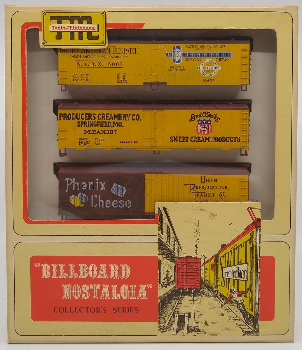 Train Miniature 8712 HO Scale Billboard Nostalgia Reefer Car Kit (Set of 3)