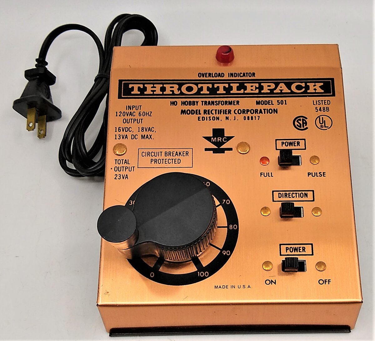 MRC 501 HO Scale Throttlepack Train Control
