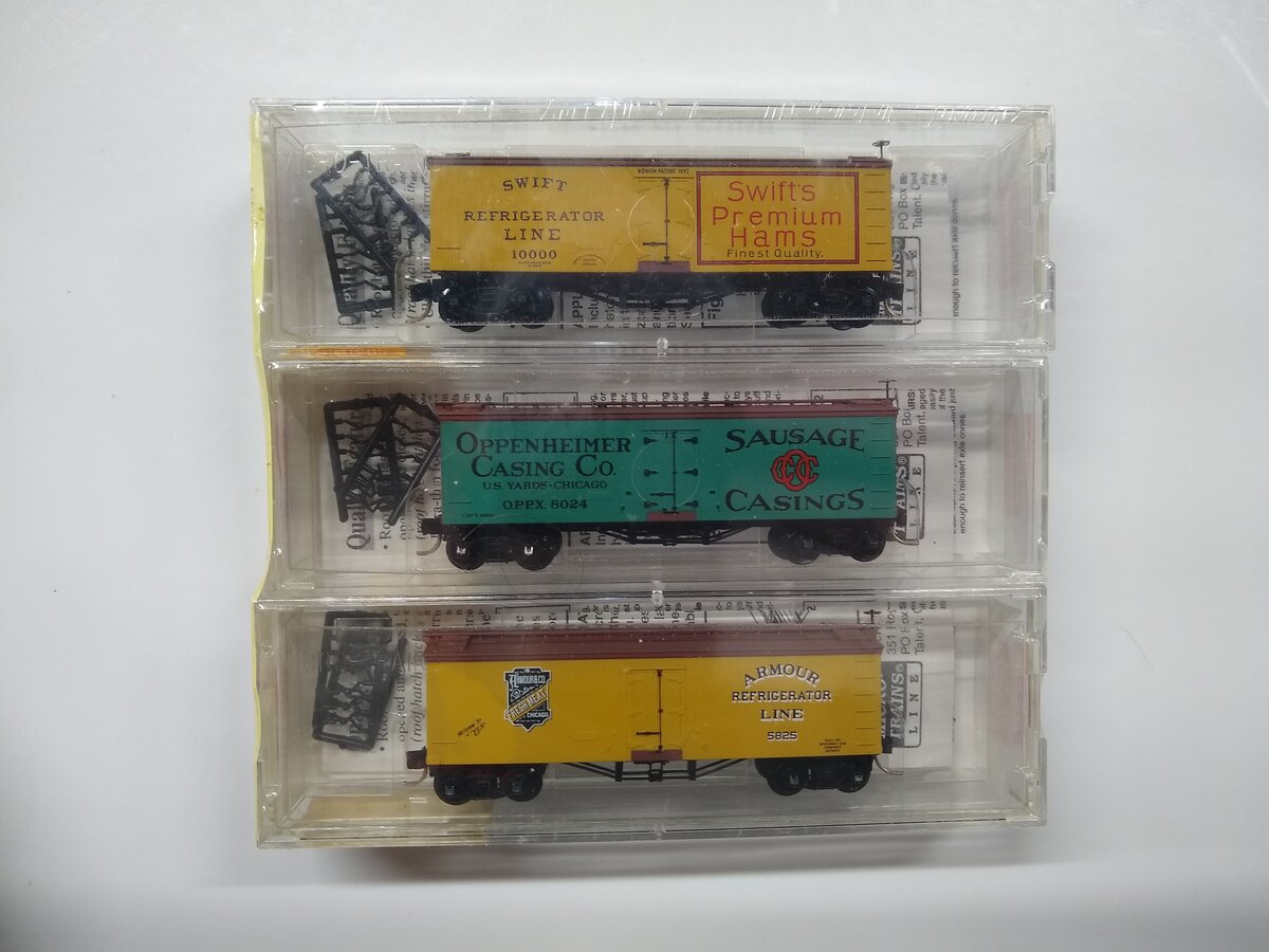 Micro-Trains 05800072 N Meat-Packers Of Chicago 36' Wood Ice Reefer (Set of 3) MT/Box