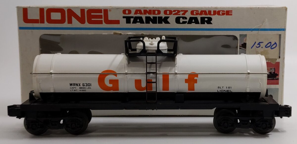 Lionel 6-6301 O Gauge Gulf Oil Single Dome Tank Car LN/Box