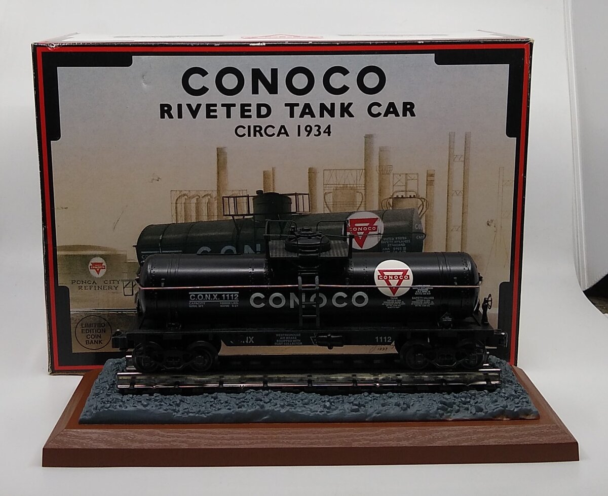 K-Line K-639104 O Gauge Conoco Riveted Tank Car/Bank LN/Box