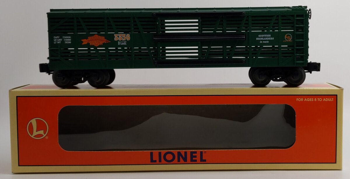 Lionel 6-19540 O Gauge Broken Arrow Ranch Stock Car #3356 NIB