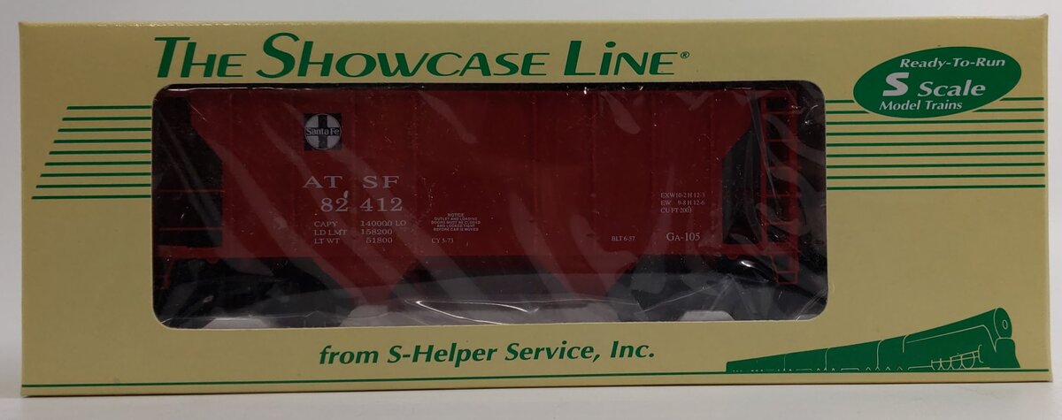 S-Helper 00029-7 S Gauge Santa Fe PS-2 2-Bay Covered Hopper #82412 LN/Box