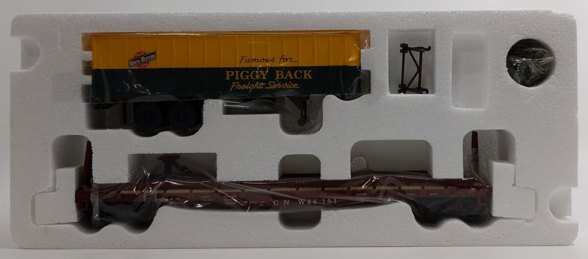 S-Helper 00187 S Gauge Chicago NorthWestern TOFC w/CNW Piggyback Trailer EX/Box