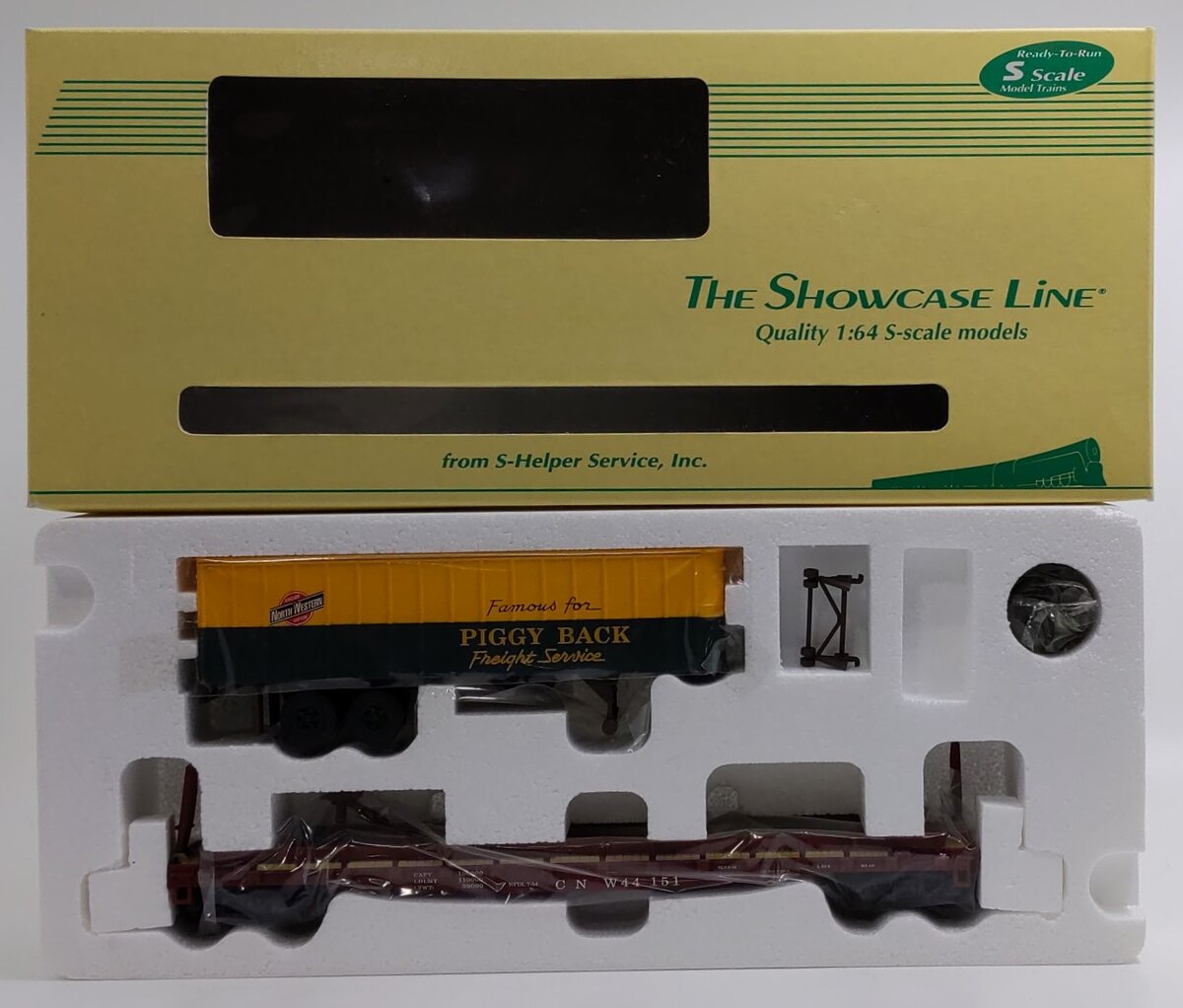 S-Helper 00187 S Gauge Chicago NorthWestern TOFC w/CNW Piggyback Trailer EX/Box