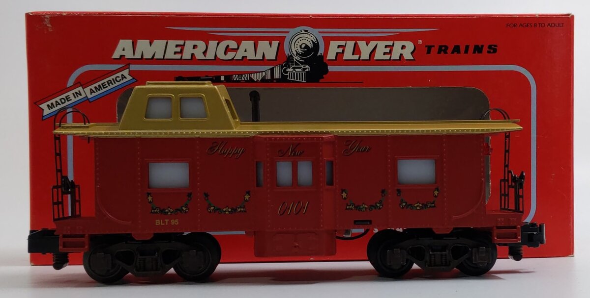 American Flyer 6-48712 S Gauge Christmas Lighted Bay Window Caboose #0101 LN/Box