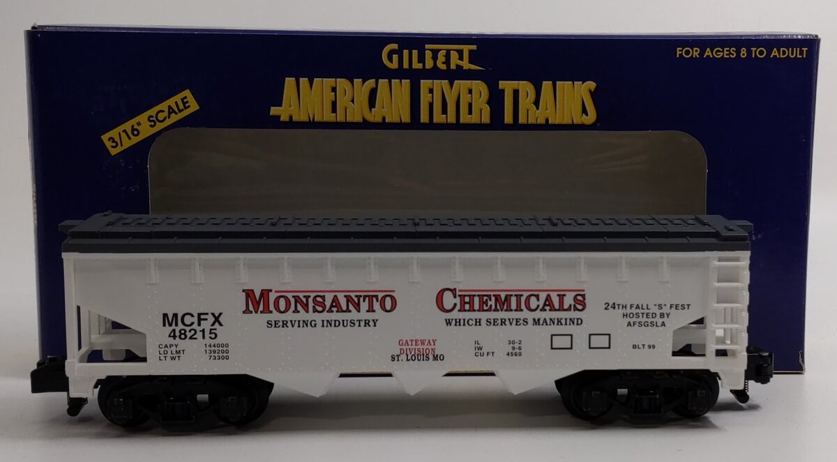 American Flyer 6-48215 S Gauge Monsanto Chemicals 3-Bay Covered Hopper LN/Box
