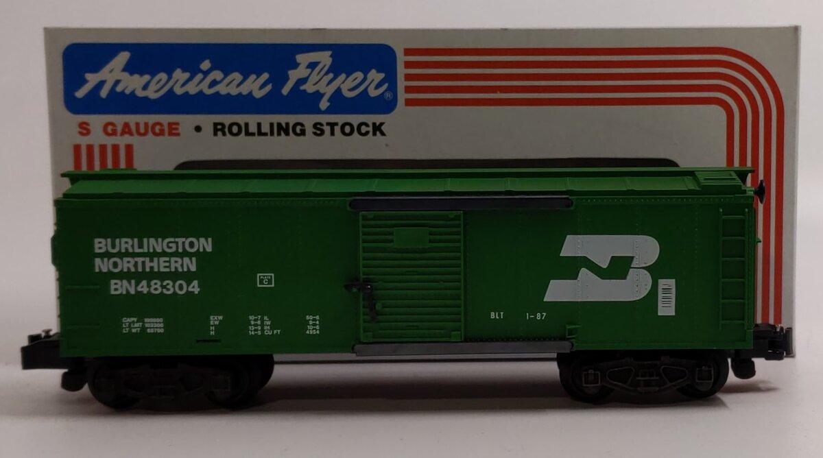 American Flyer 6-48304 S Gauge Burlington Northern Boxcar #48304 NIB