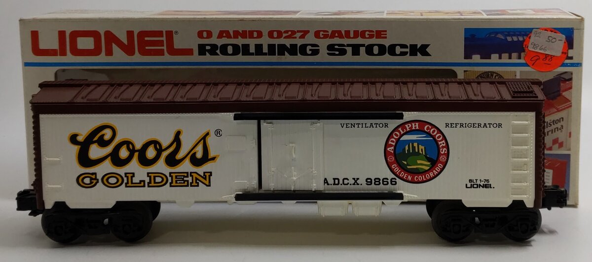Lionel 6-9866 O Gauge Coors Beer Billboard Reefer Car #9866 LN/Box