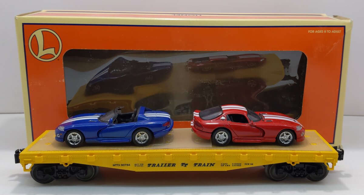 Lionel 6-17527 O Gauge Trailer Train Flatcar with Two Dodge Vipers NIB