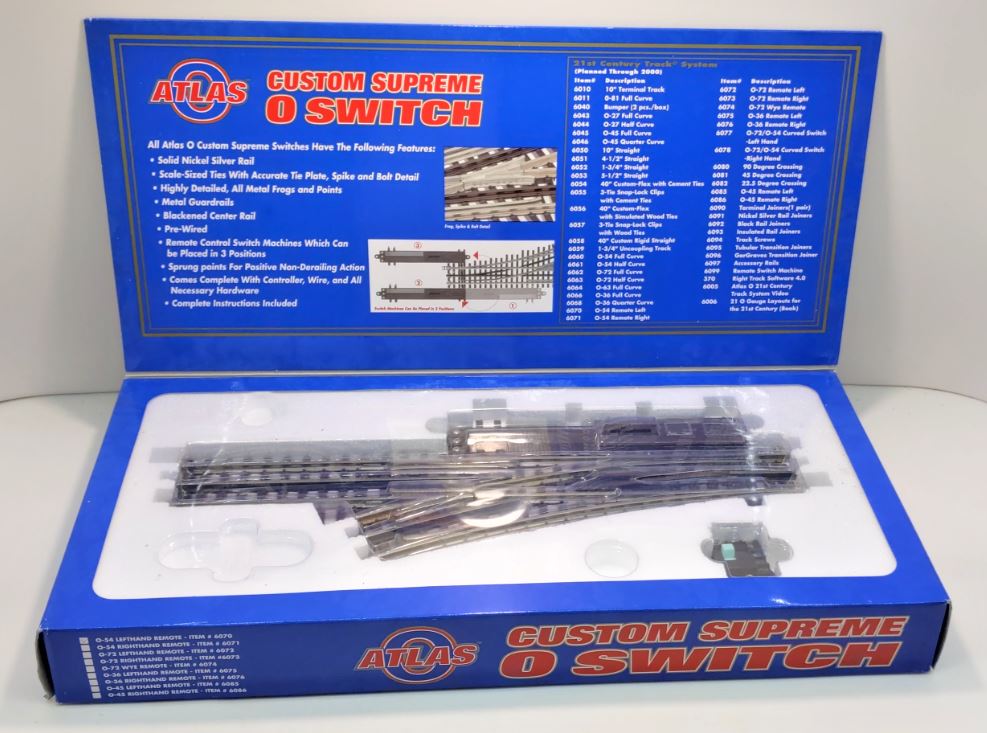 Atlas 6070 O / O54 Gauge Nickel Silver Left Hand Remote Switch Turnout