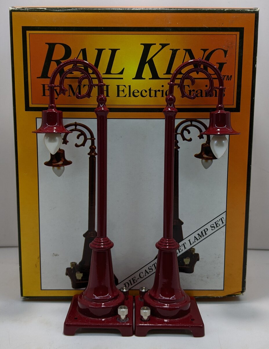 MTH 20-1030 O Scale #59 Maroon Street Lamps (Set of Two) LN/Box
