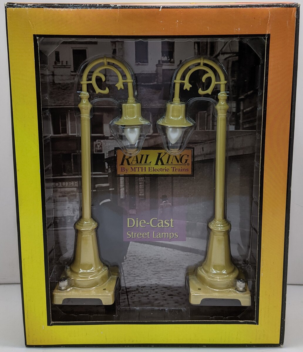 MTH 30-1067 O Scale #59 Cream Gooseneck 2-Lamp Set NIB
