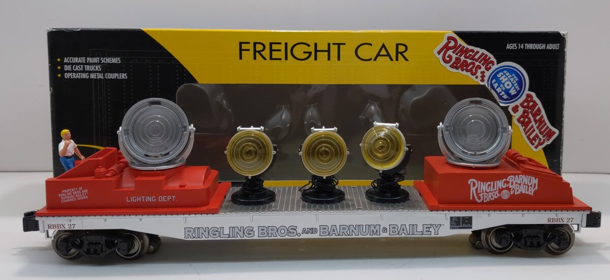 K-Line 6-22244 O Gauge Ringling Bros Operating Searchlight Car w/ 3 Spotlights