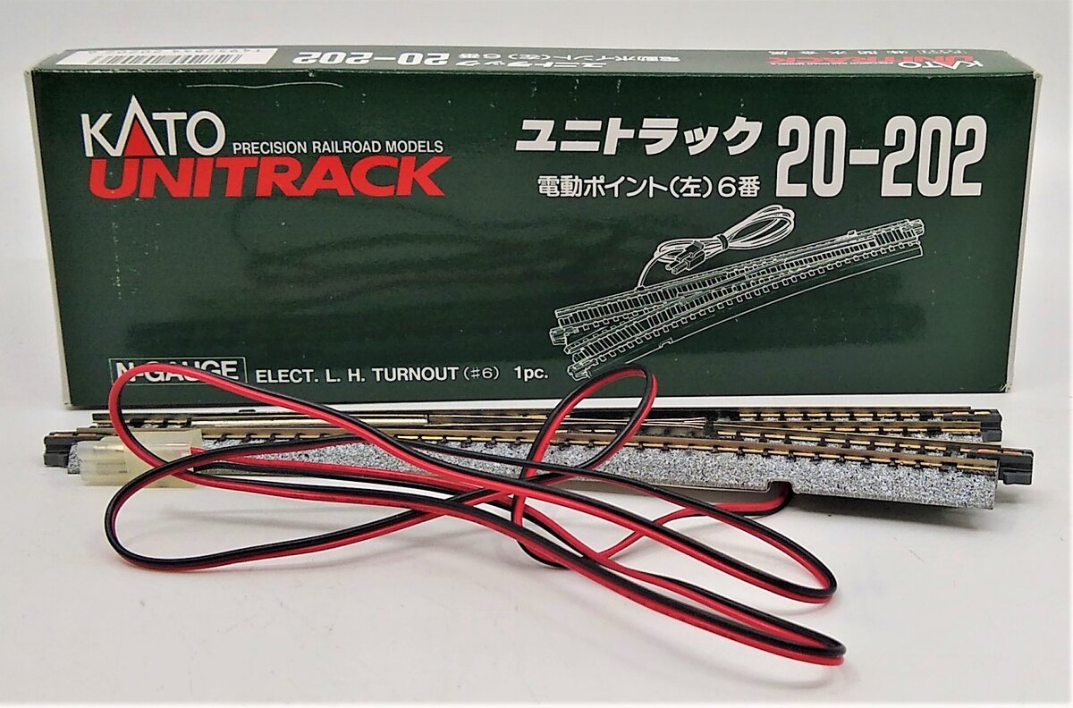 Kato 20-202 N 28 1/4"-15° Radius # 6 Left Hand Electric Curved Turnout