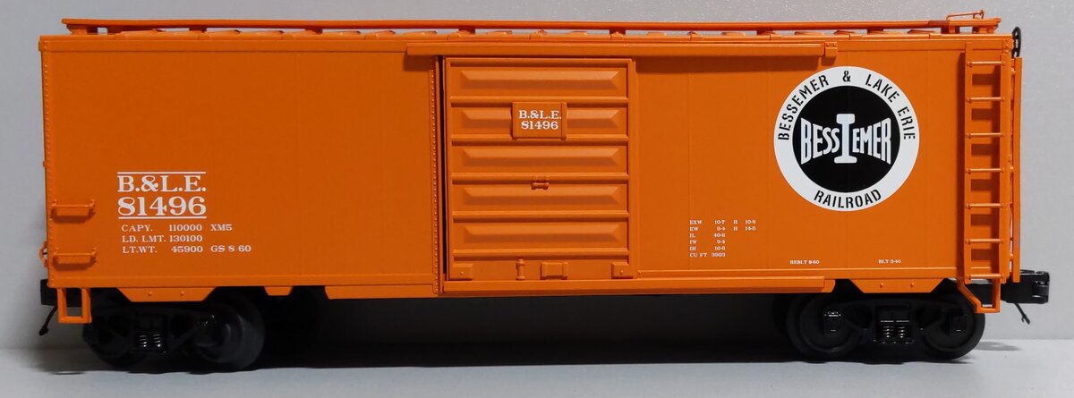 MTH 20-93253 O Gauge Bessemer & Lake Erie 40' Box Car #81496 LN/Box