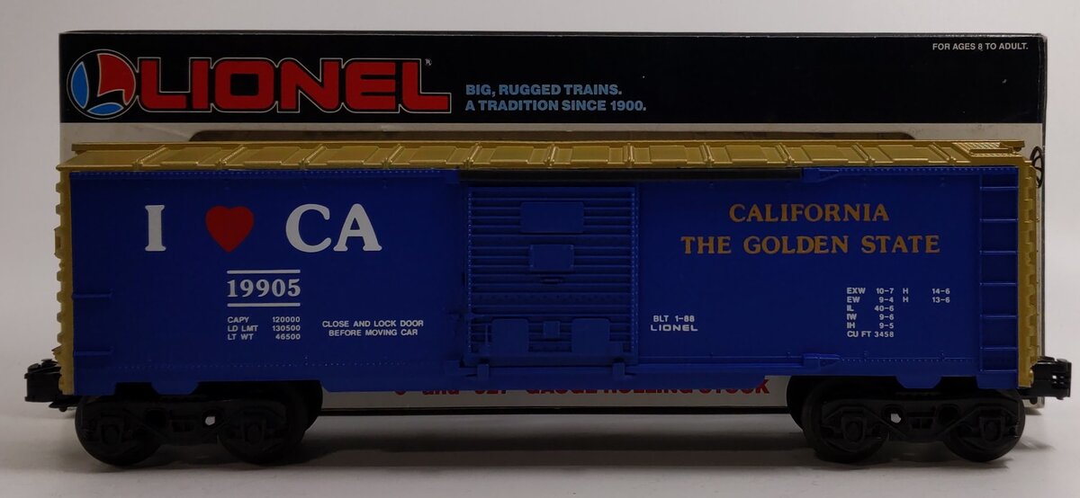Lionel 6-19905 O Gauge I Love California Boxcar EX/Box