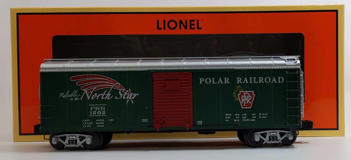Lionel 6-17752 O Gauge Polar Railroad Round Roof Boxcar #1202 NIB