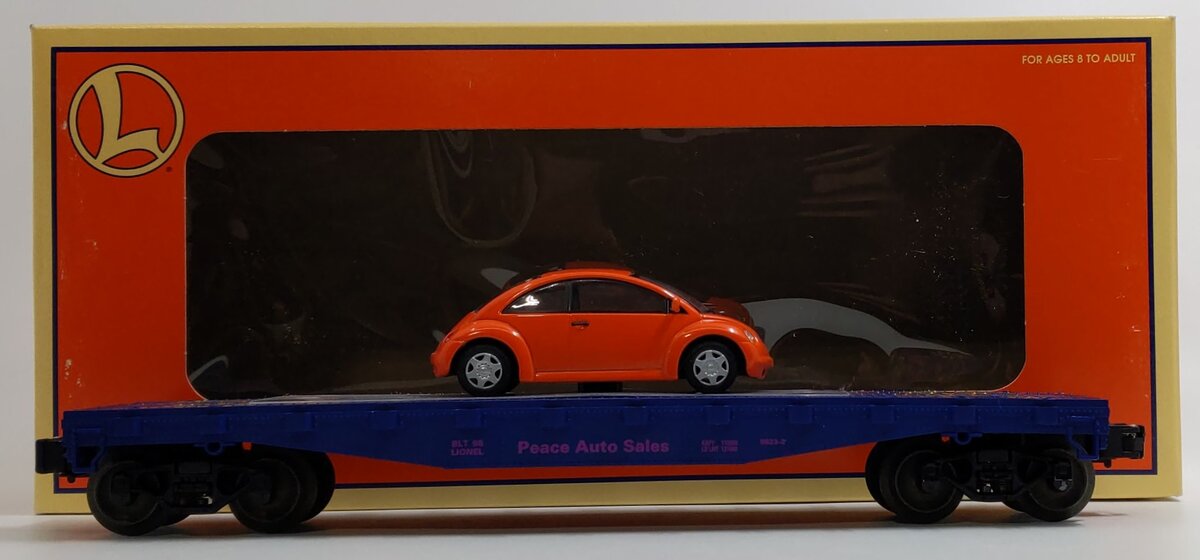 Lionel 6-19444 O Gauge Peace Auto Sales Flatcar with Volkswagen Bug