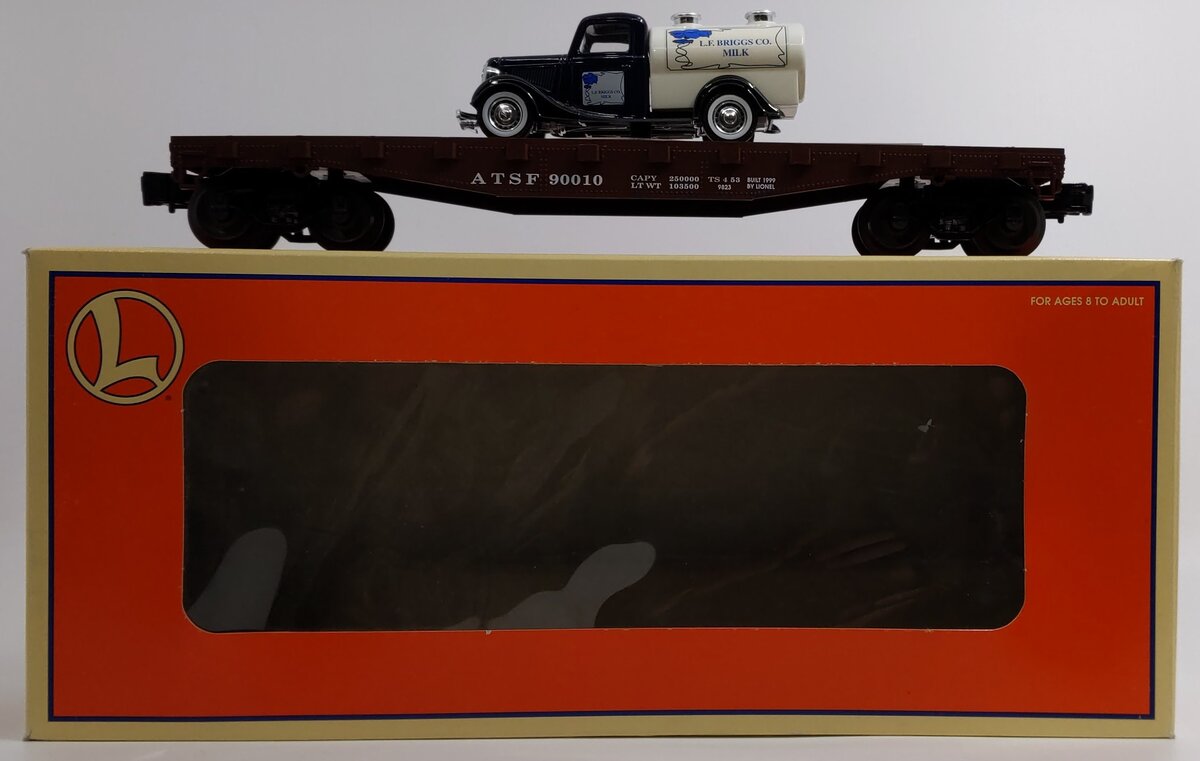 Lionel 6-17529 O Gauge AT&SF Flatcar w/Ford Milk Truck #90010 LN/Box
