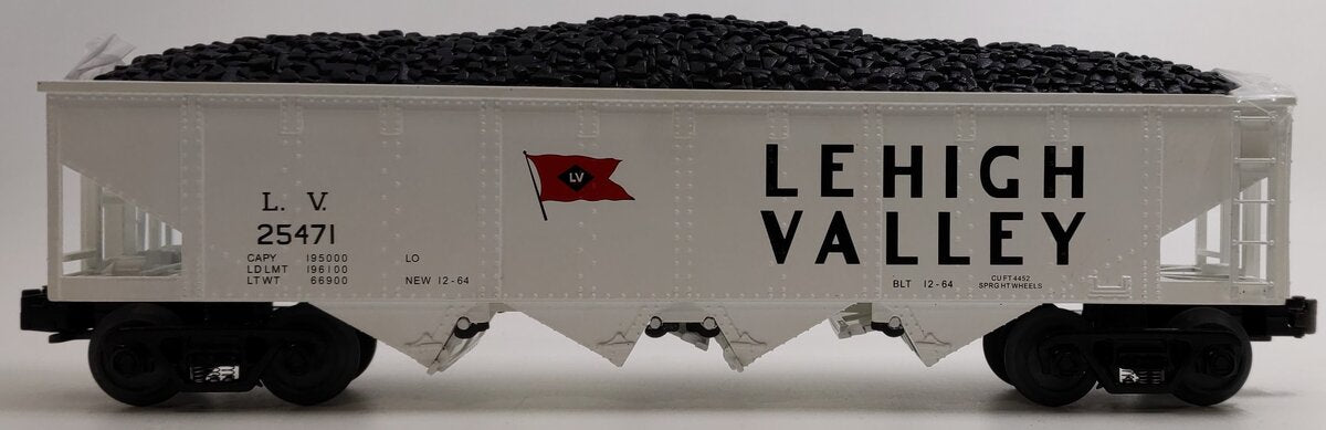 MTH 30-8002 O Gauge Lehigh Valley Diecast 4-Bay Hopper #25471 w/Coal Load LN/Box