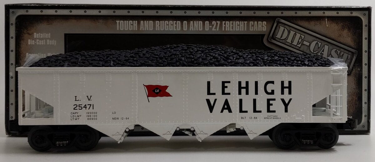 MTH 30-8002 O Gauge Lehigh Valley Diecast 4-Bay Hopper #25471 w/Coal Load LN/Box