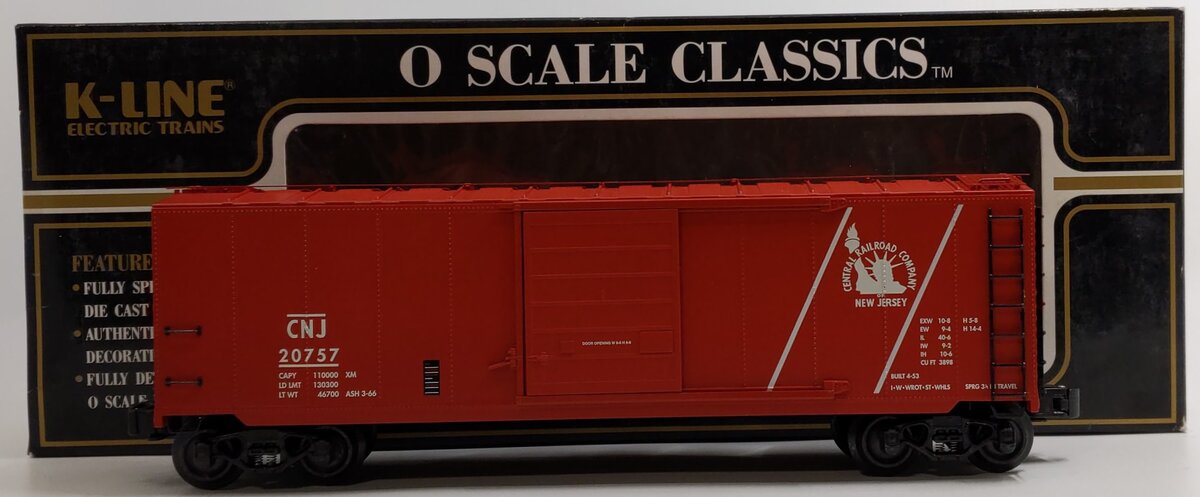 K-Line K761-1231 O Gauge Central Of New Jersey Classic Box Car #20757 LN/Box