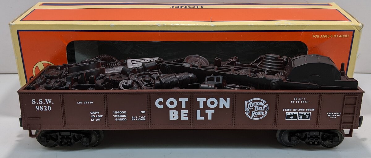 Lionel 6-17408 O Gauge Cotton Belt Gondola with Scrap Load #9820 LN/Box