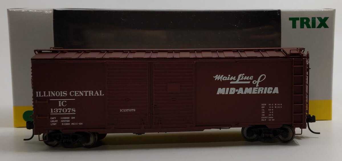 Trix 24902-6 HO Scale Illinois Central Double Door 40' Box Car #137078 LN/Box