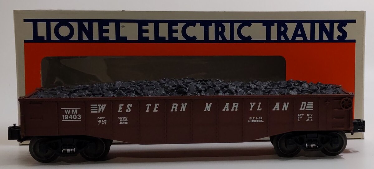 Lionel 6-19403 O Gauge Western Maryland Gondola with Coal Load #19403