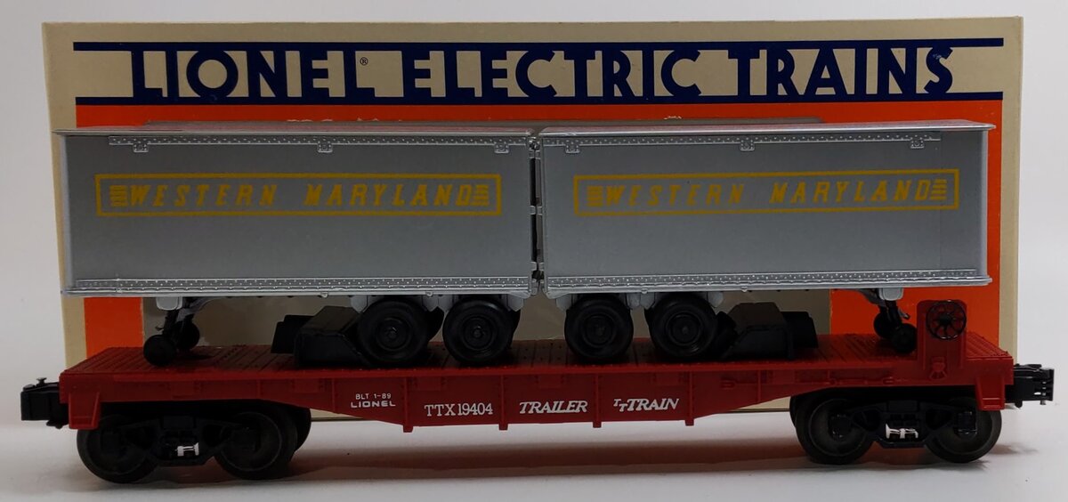 Lionel 6-19404 O Gauge Western Maryland Flatcar with Trailers #19404 LN/Box