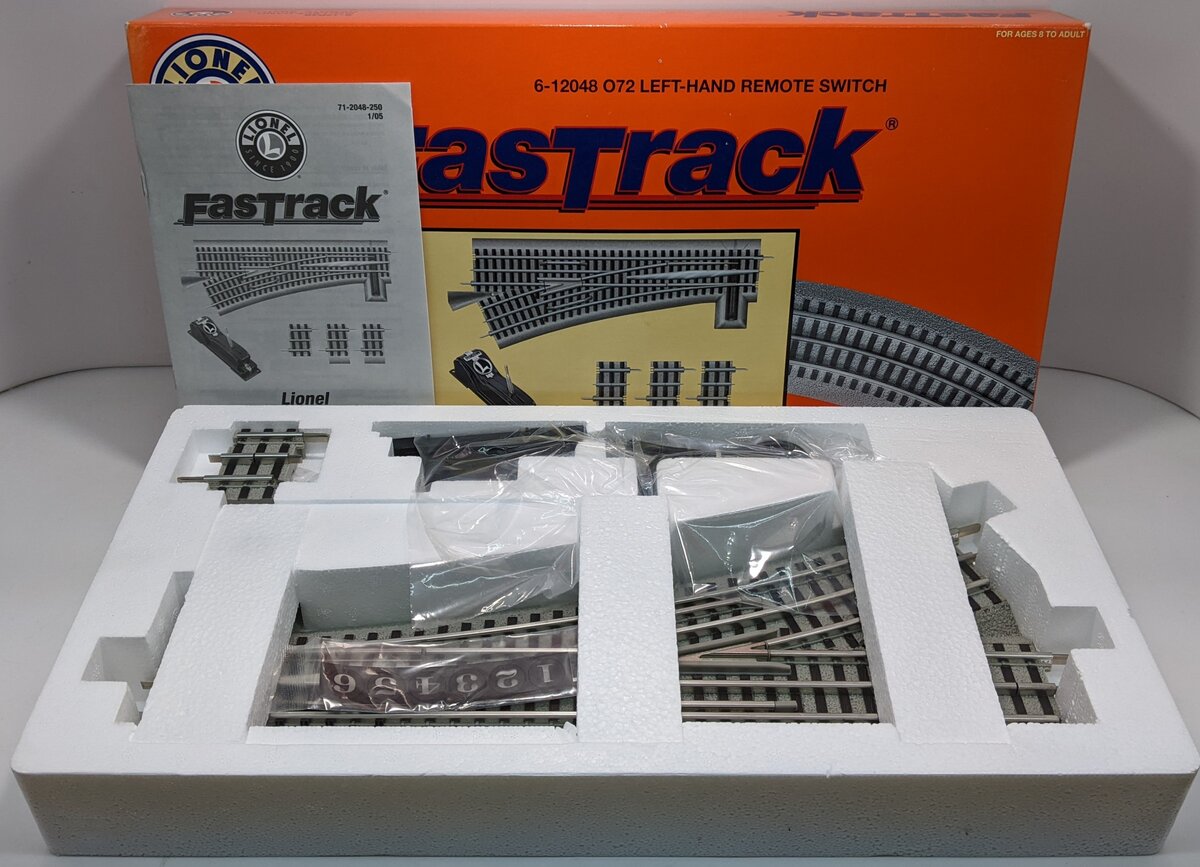 Lionel 6-12048 O72 Left Hand Remote-Control FasTrack Switch Turnout EX/Box