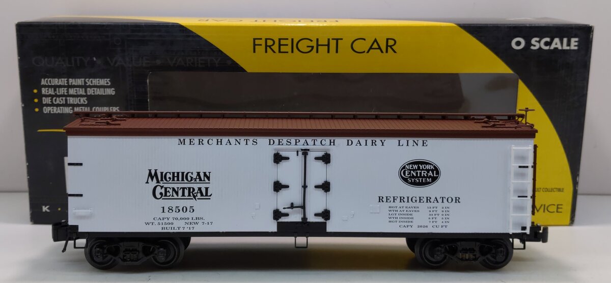 K-Line K742-8027 O Gauge Michigan Central 40" Woodside Refrigerator Car #18505 LN/Box
