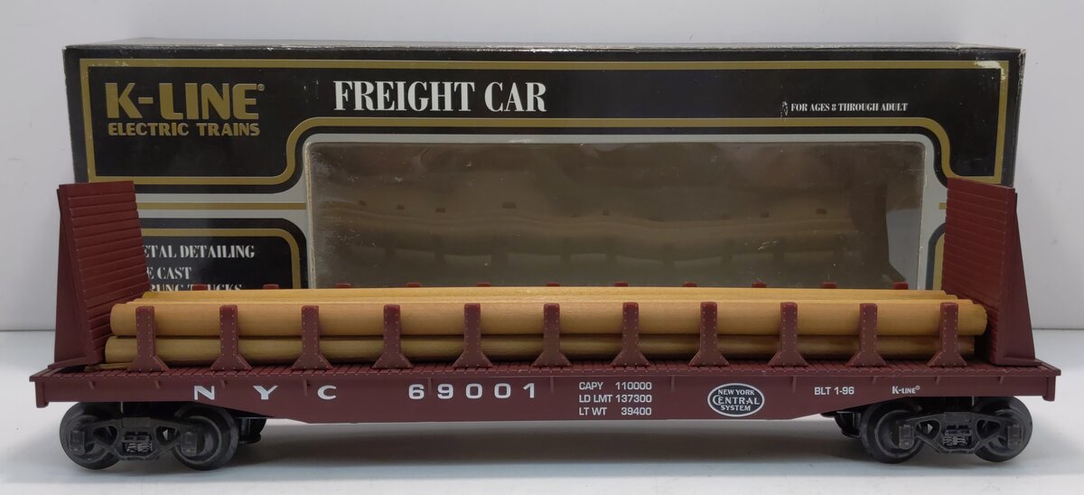 K-Line K69001 O Gauge New York Central Classic Flat Car with Stakes LN/Box