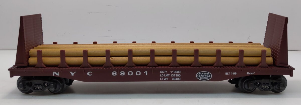 K-Line K69001 O Gauge New York Central Classic Flat Car with Stakes LN/Box