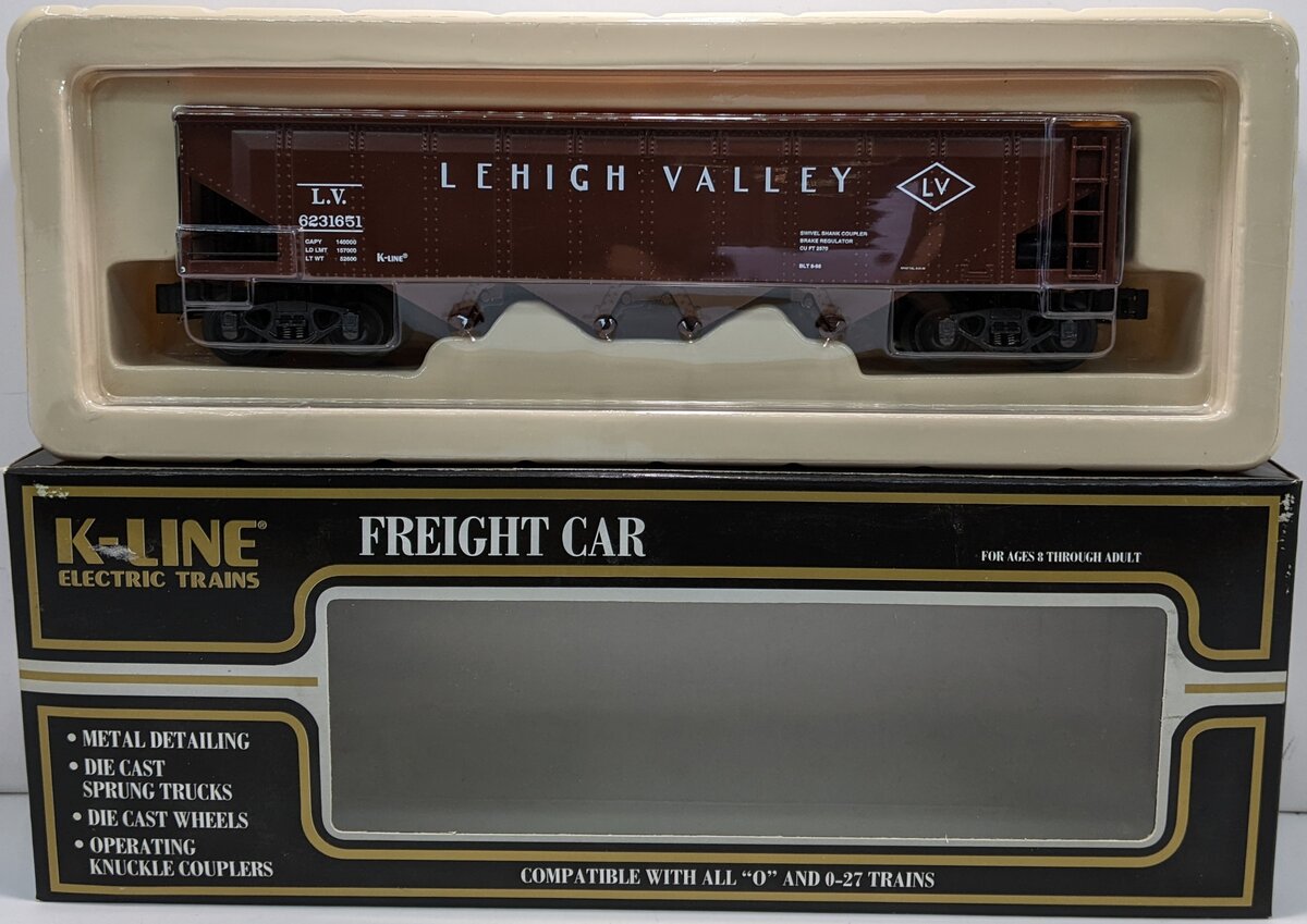 K-Line K623-1651 O Gauge Lehigh Valley Die Cast Hopper w/ Coal Load LN/Box