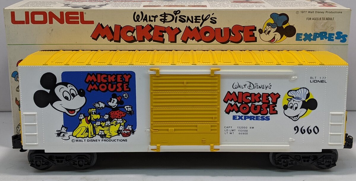 Lionel 6-9660 O Gauge Mickey Mouse Hi-Cube Boxcar NIB