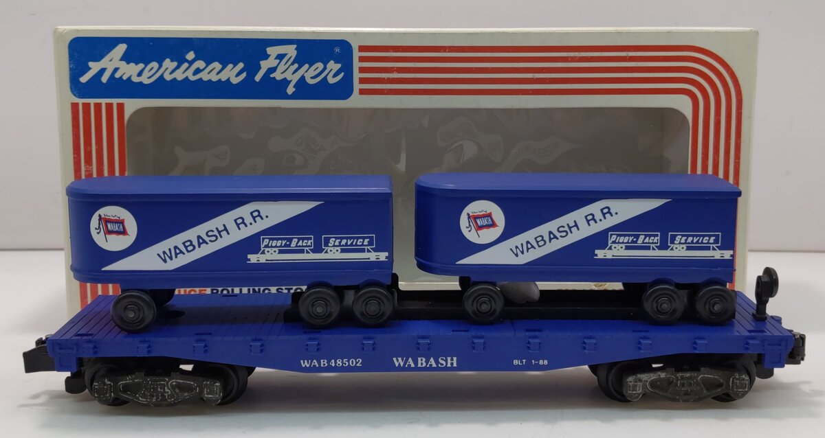 American Flyer 6-48502 S Scale Wabash Flatcar w/Trailers LN/Box