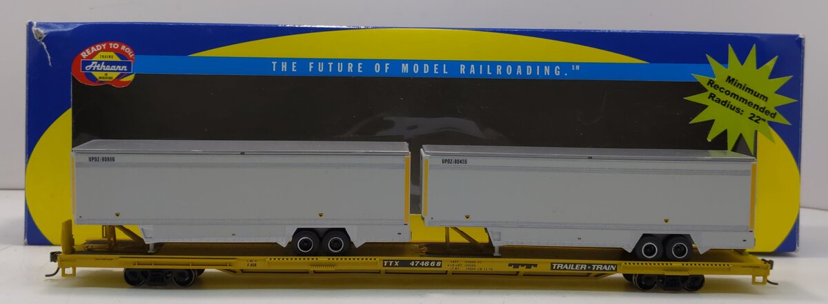 Athearn 92628 HO Trailer Train 85' Flat Car w/2- 40' Trailer #474668
