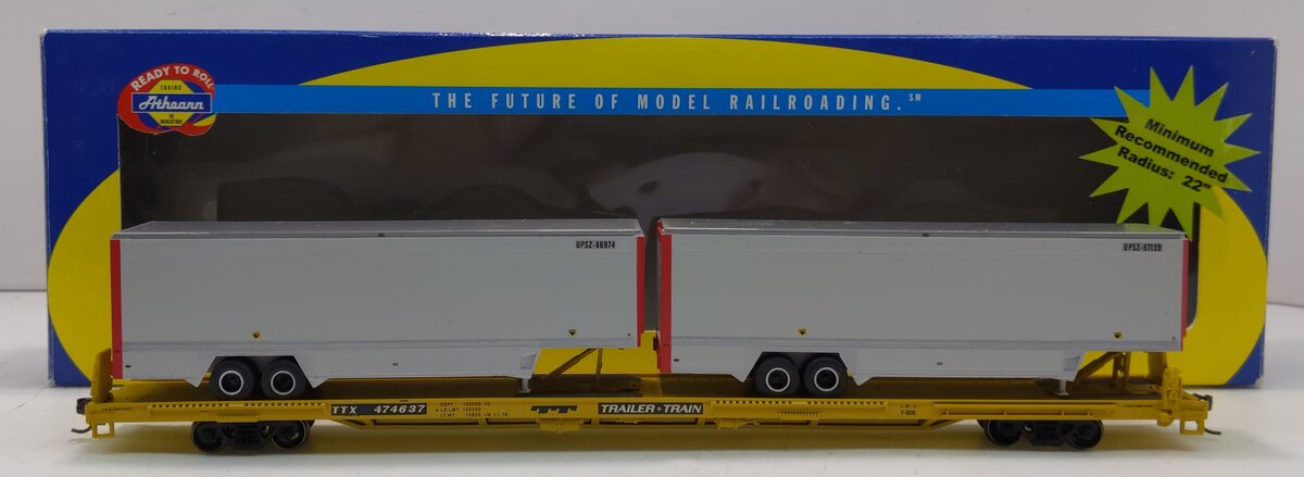 Athearn 92626 HO Trailer Train 85' Flat Car With 2-40' Trailers #474637 LN/Box