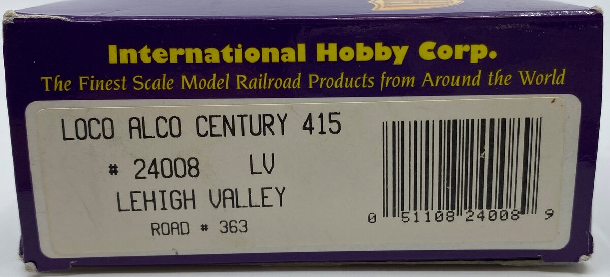 IHC 24008 HO Scale Lehigh Valley ALCO Century 415 Diesel Locomotive #363 LN/Box