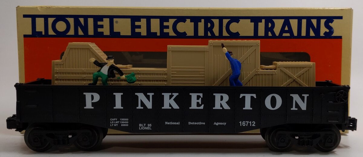 Lionel 6-16712 O Gauge Pinkerton Animated Gondola LN/Box