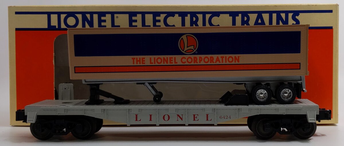 Lionel 6-16924 O Gauge Lionel Flatcar #6424 with Lionel Corporation Trailer LN/Box