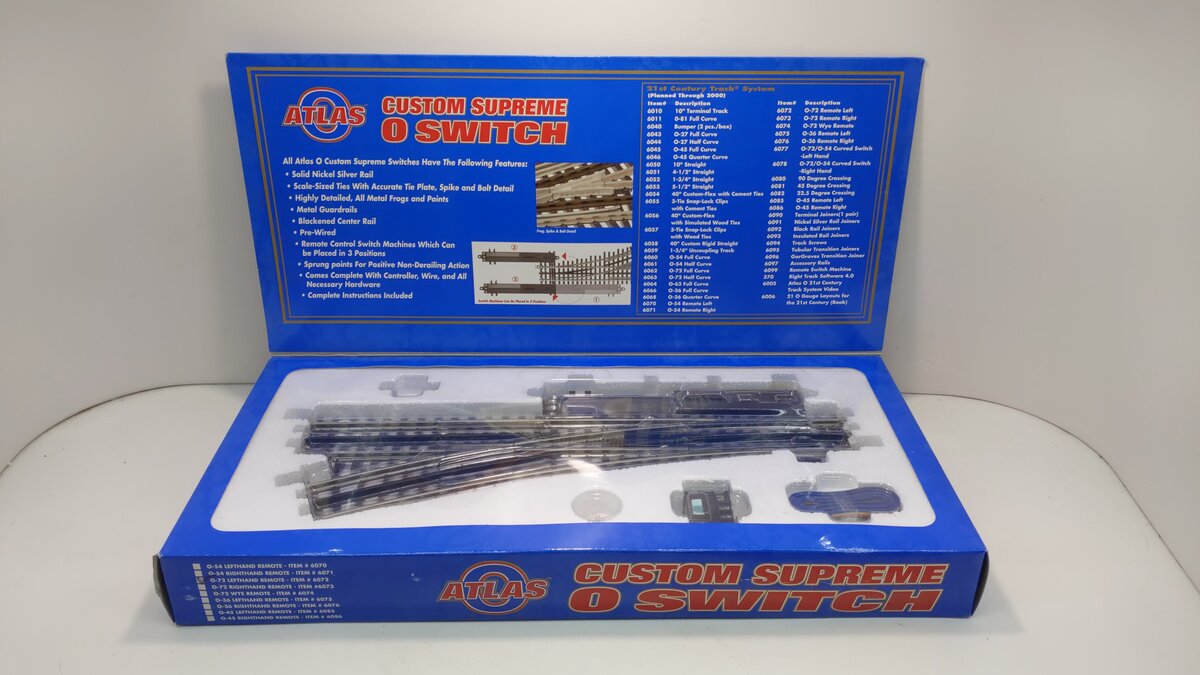 Atlas 6072 O Gauge Nickel Silver O-72 Left Hand Remote Switch Turnout LN/Box