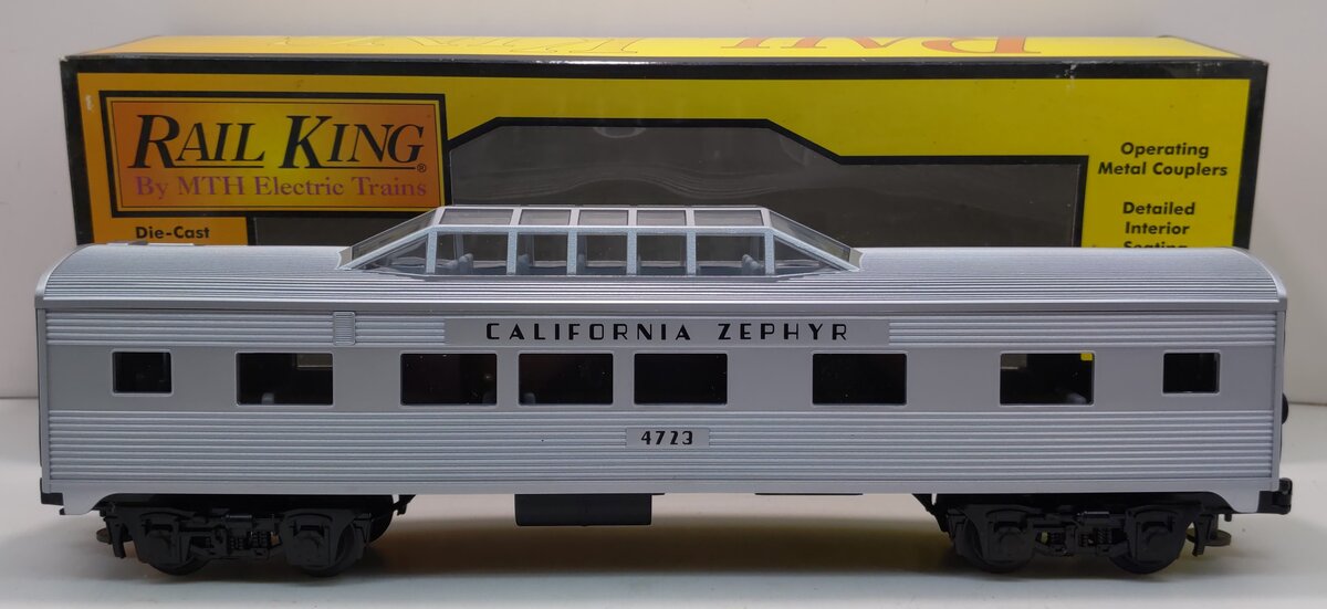 MTH 30-6052 O California Zephyr Streamlined Vista Dome Car #4723 LN/Box